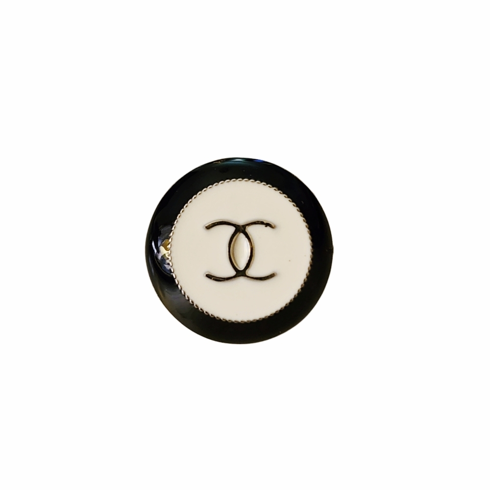 Black & White Enamel Designer Button Hat / Lapel Pin